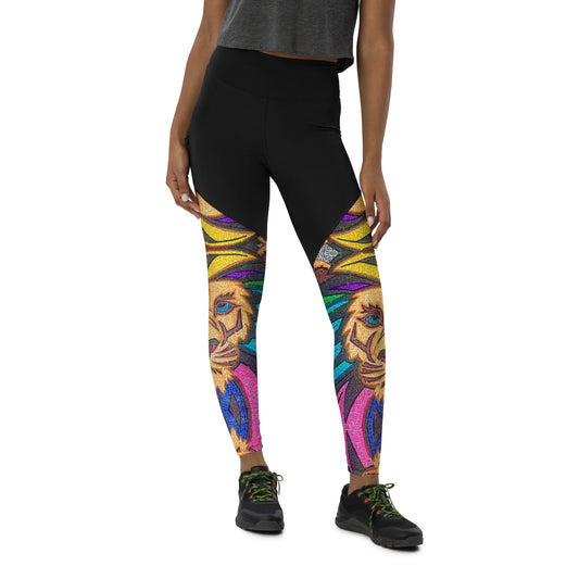 Lion Maze Sports Leggings with Inside Pocket