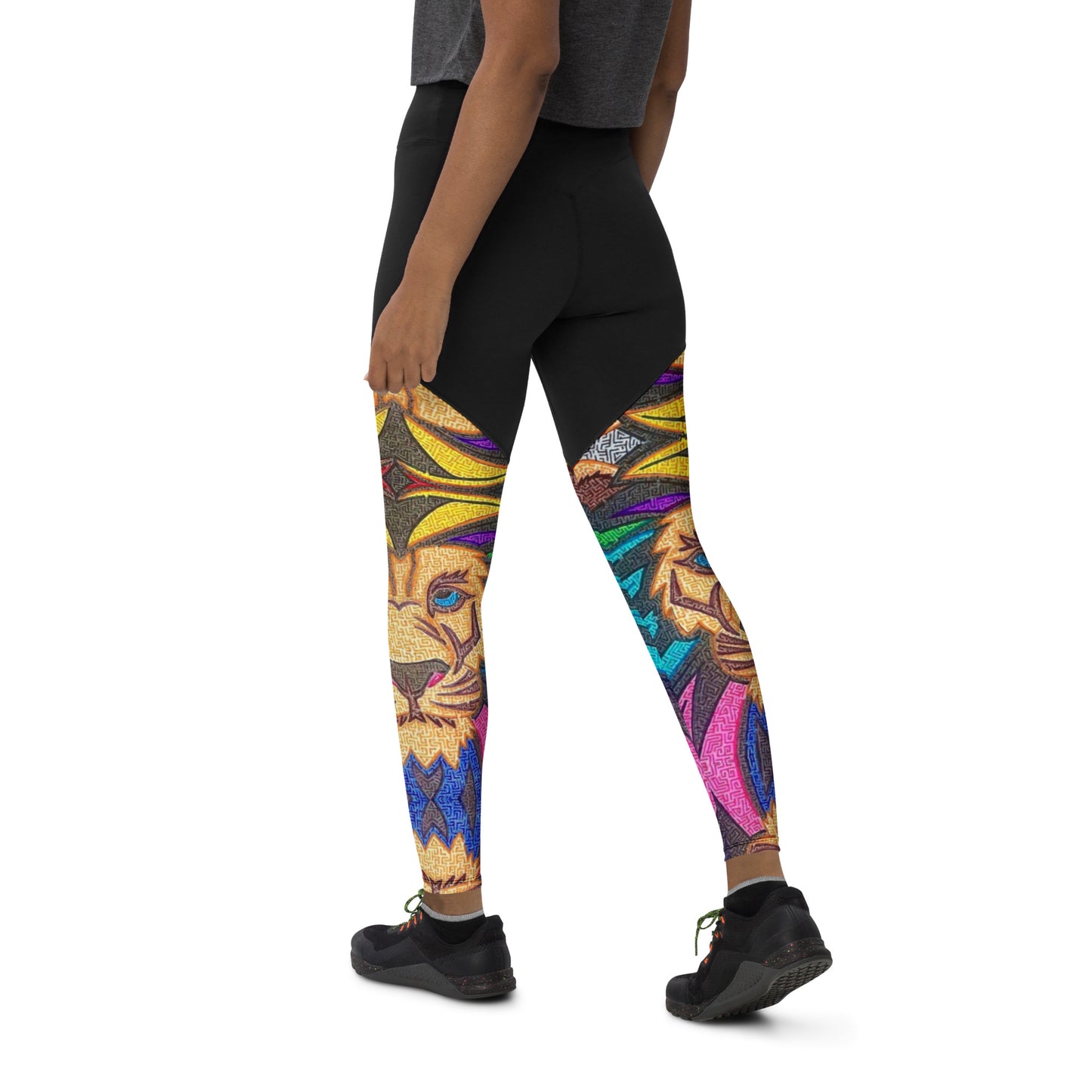 Lion Maze Sports Leggings with Inside Pocket