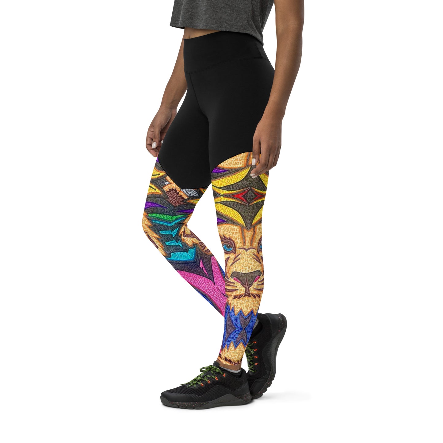 Lion Maze Sports Leggings with Inside Pocket